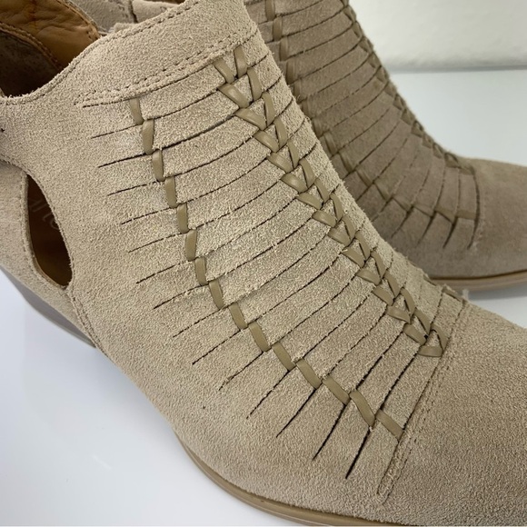 FRANCO SARTO suede ankle Boots 8 Beige woven boho cowgirl western Great Seppia - Picture 9 of 11